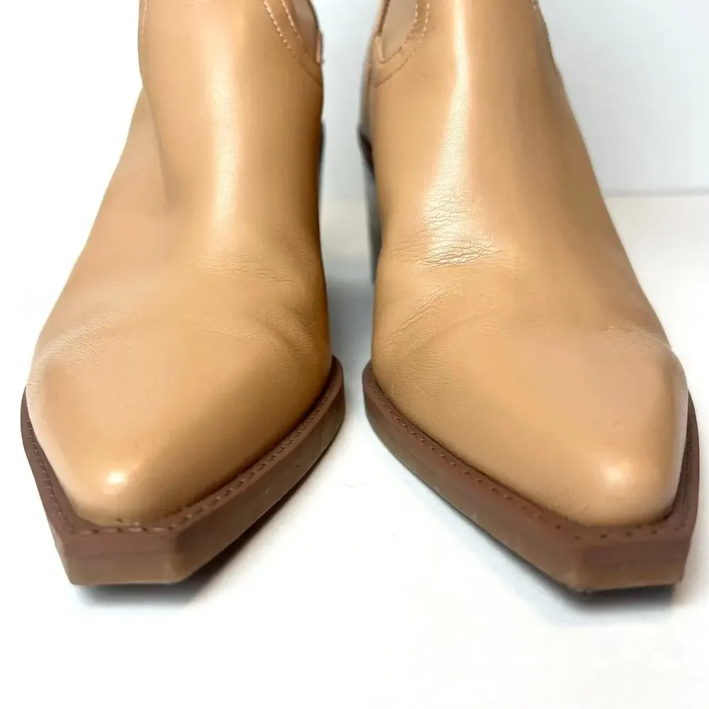 Dolce Vita Josiah Booties Pointed Toe Block Heel Ankle Boots Tan Size 7.5